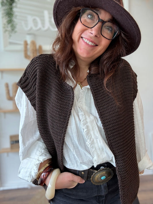 Gilet sans manches cow girl chocolat