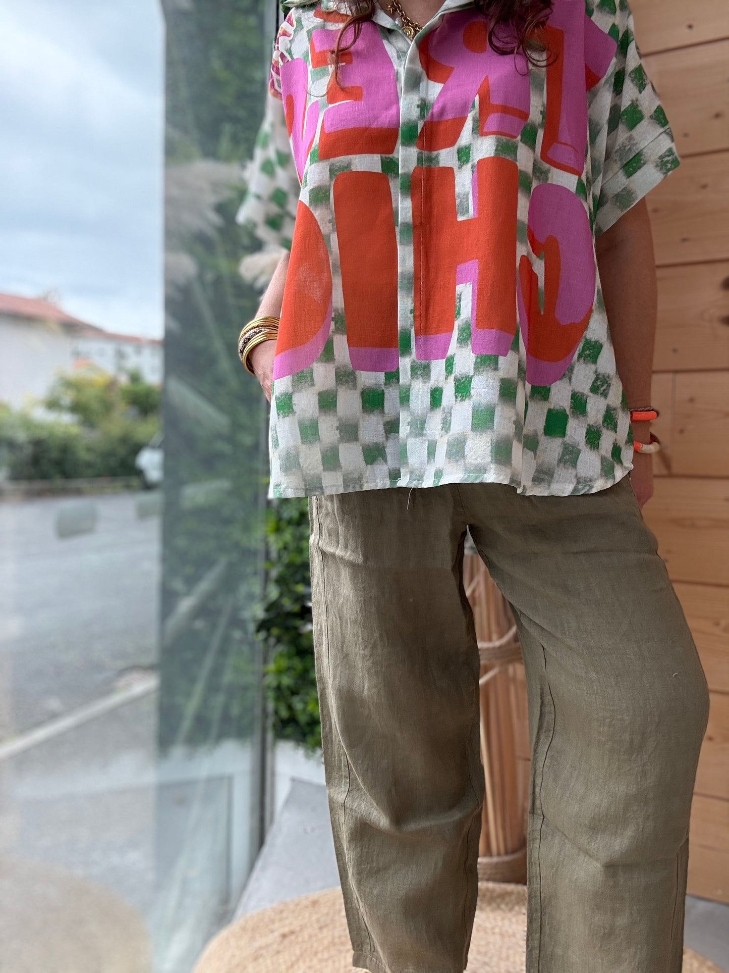 Pantalon magique en lin kaki