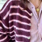 Gilet rayé prune et rose