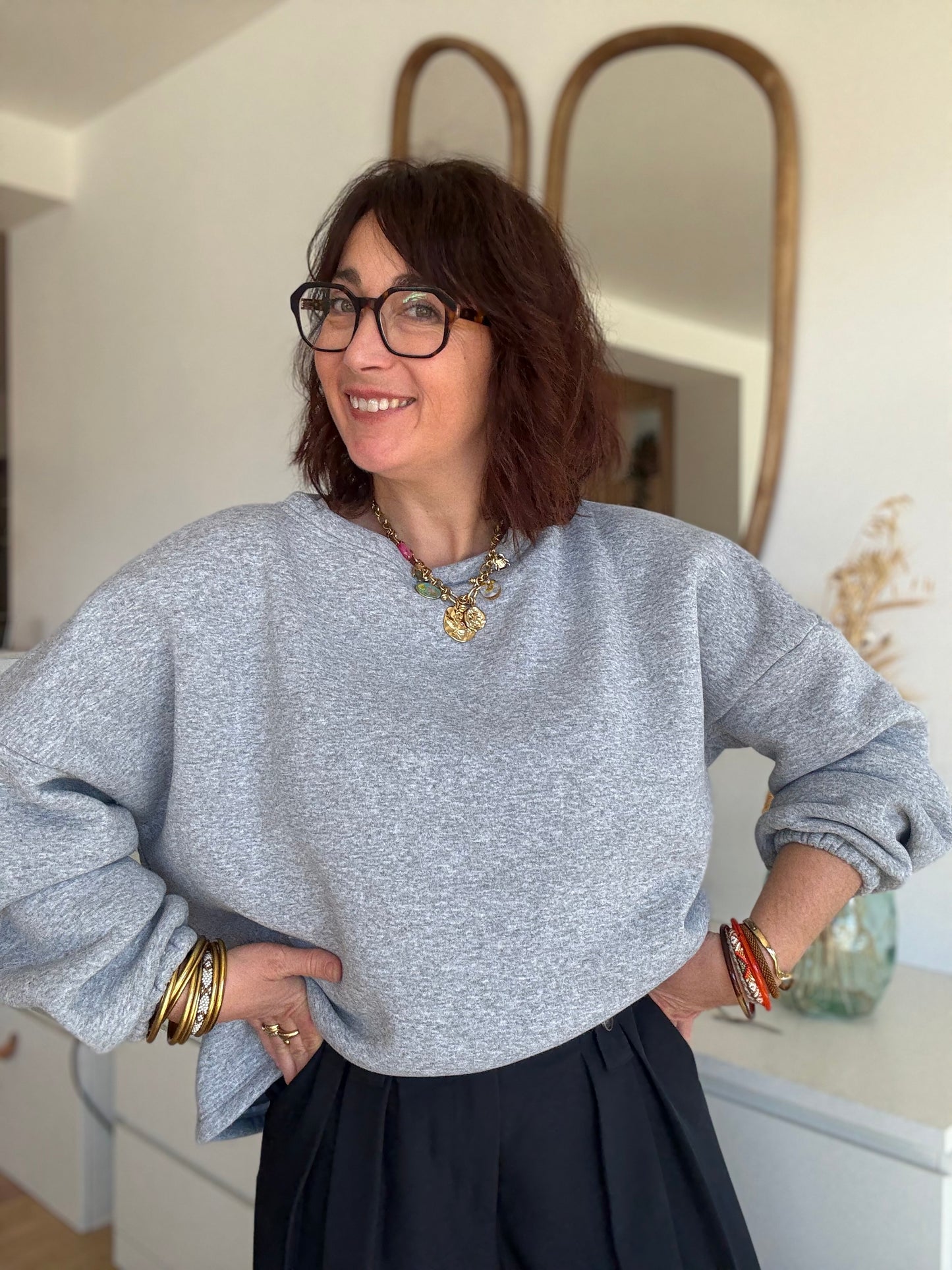 Sweat self Love gris / rouge