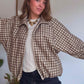 Blouson Clémence – Carreaux écru, camel & marron🍂