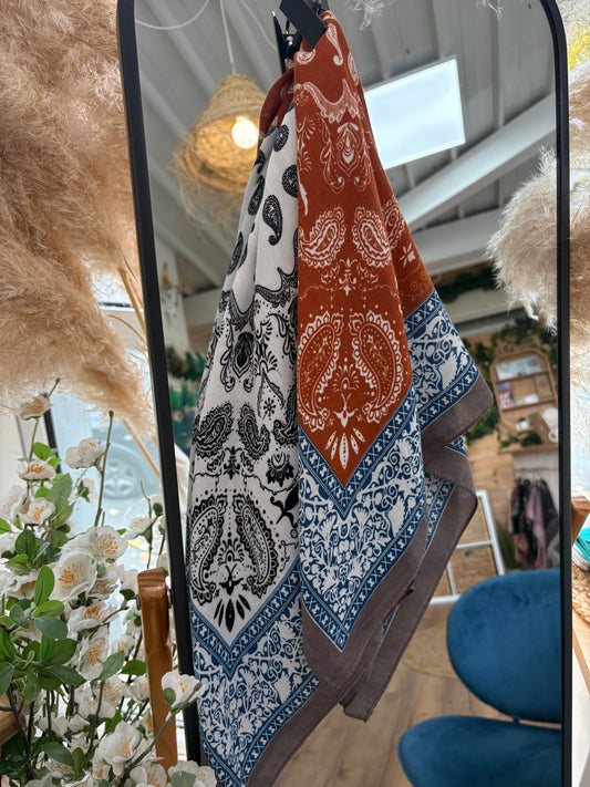 Foulard bandana bleu rouille
