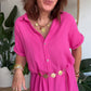 Robe chemise en gaze de coton fuchsia🩷