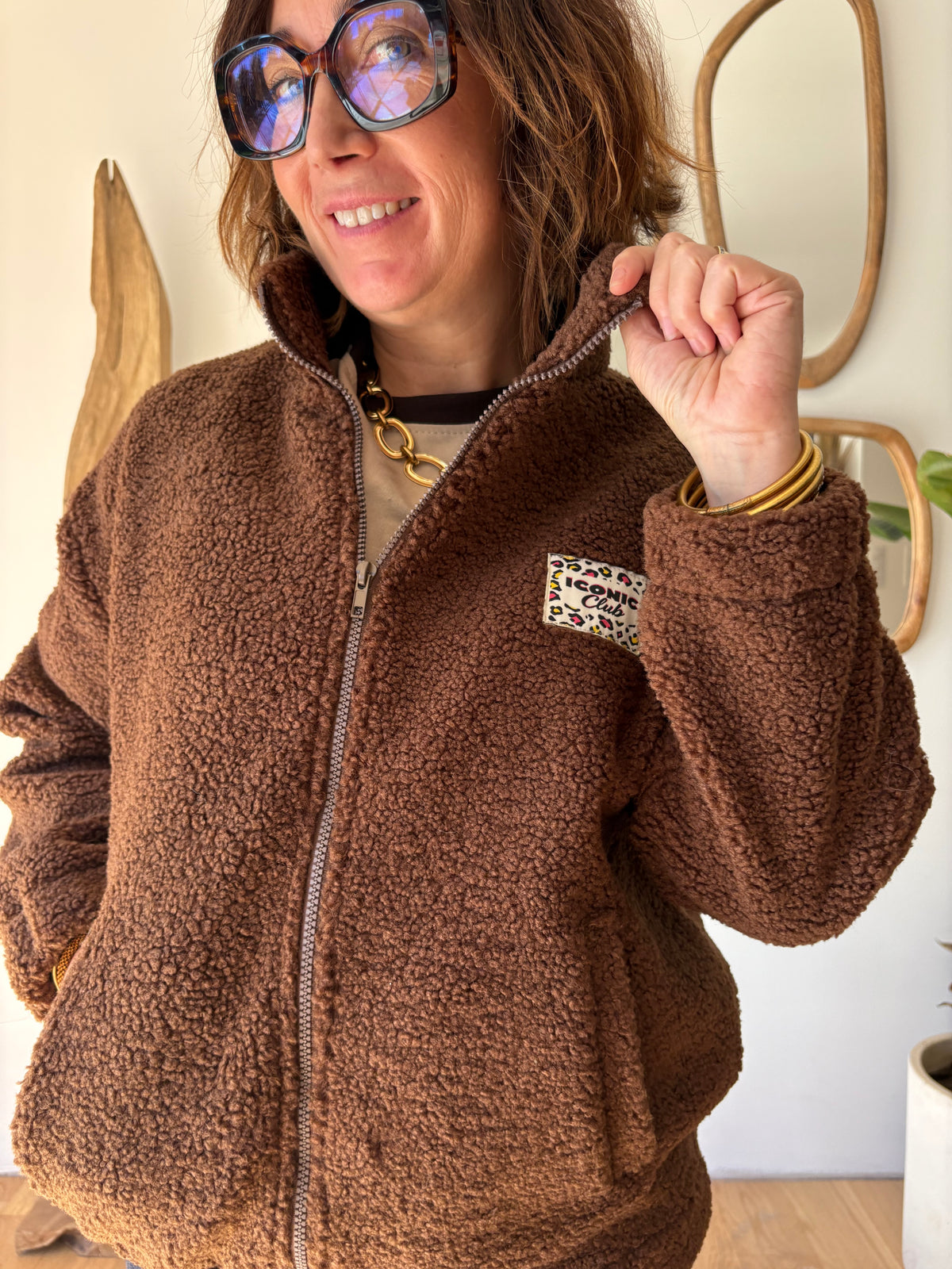 Veste Teddy Marron