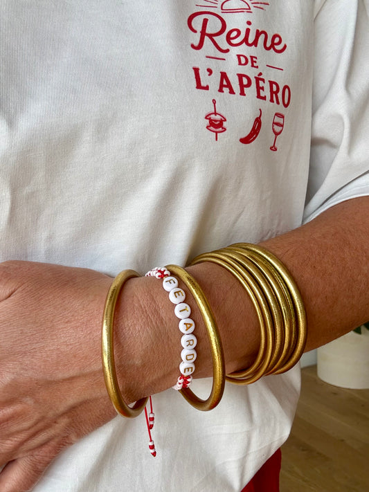 Bracelet Tissé perles à message FETARDE ❤️🤍🥂
