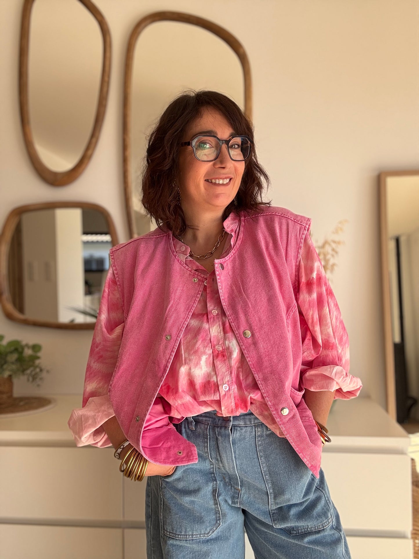 Chemisier pink Tie and Dye