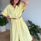 Robe chemise gaze de coton jaune