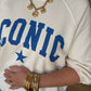 Sweat Iconic manches 3/4 bleu écru