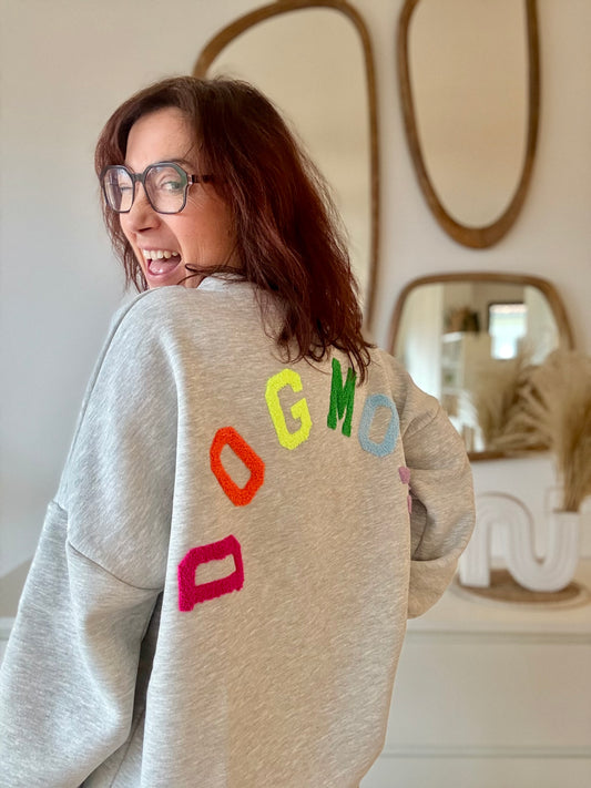 Sweat Dog Mom gris /fluo