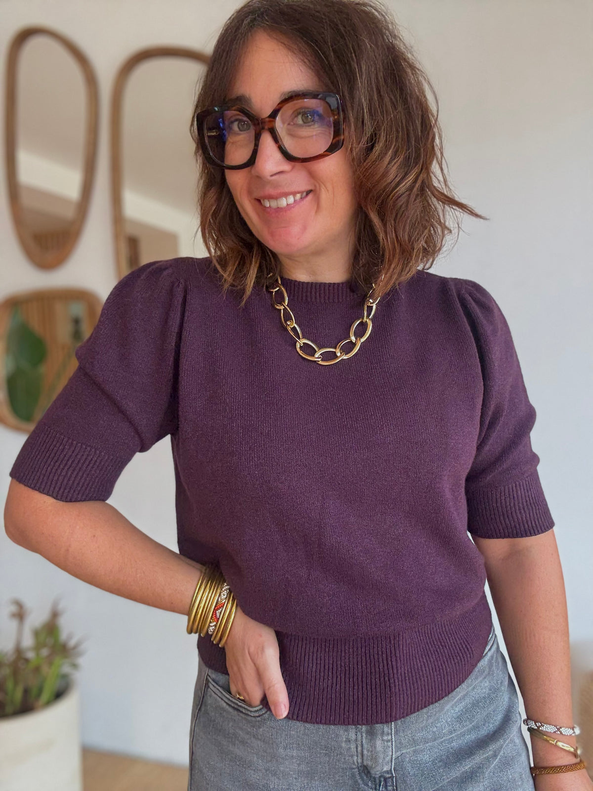 Pull Caroline Aubergine