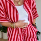 Pantalon rayé en gaze de coton rose &rouge