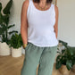 Pantalon palazzo gaze de coton kaki