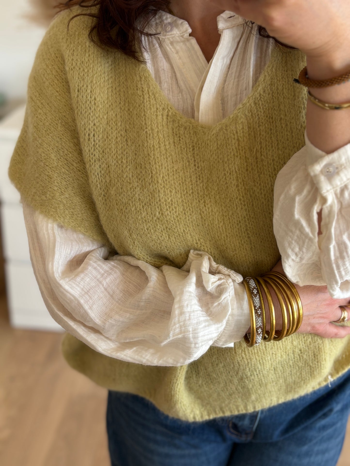 Pull Leon sans manches vert