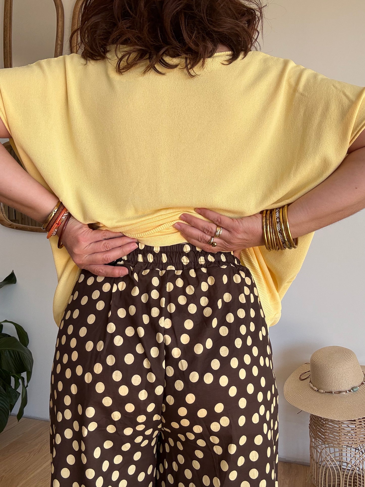 Pantalon pois choco jaune