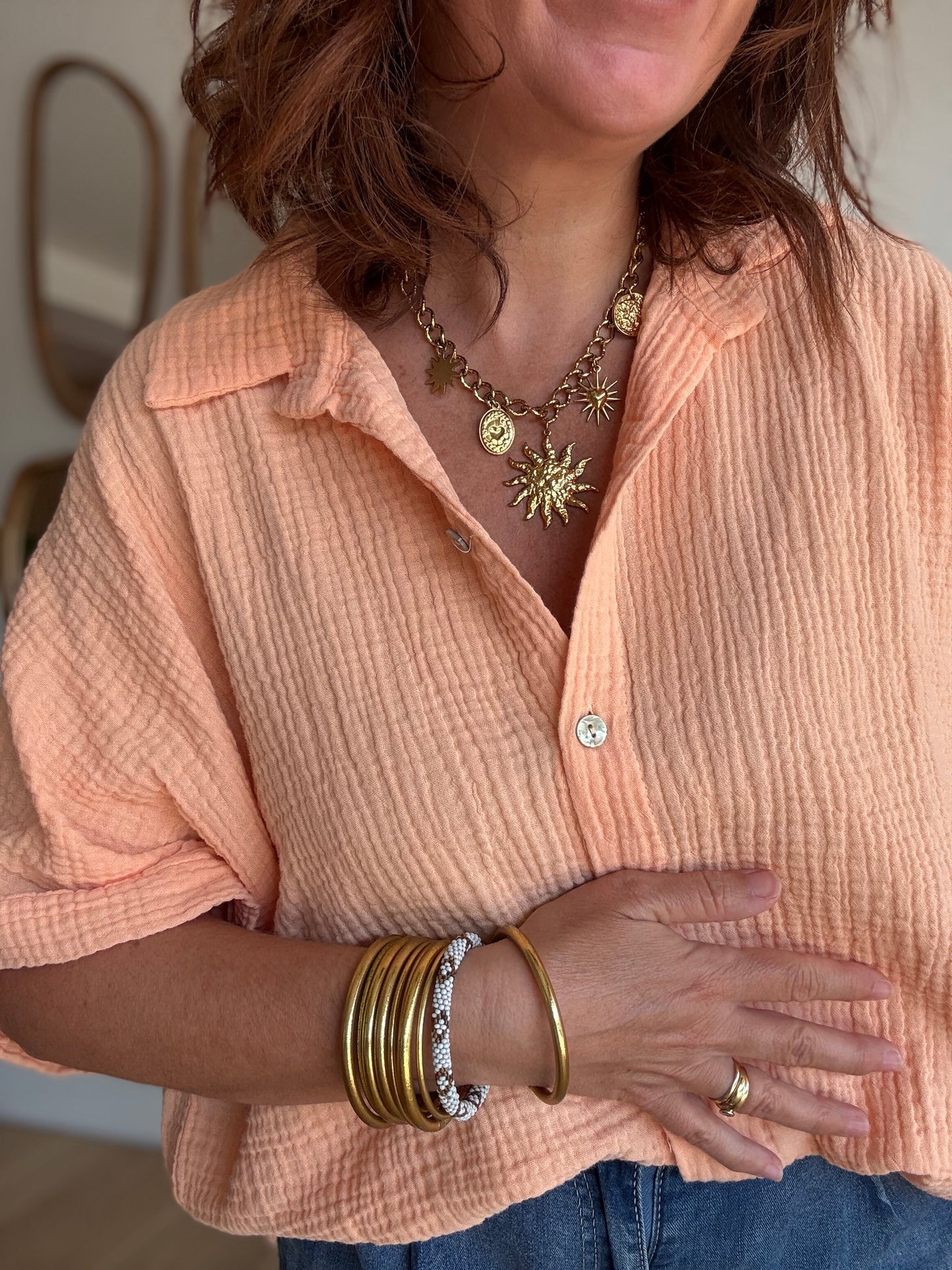 Chemise Gaze de Coton Saumon
