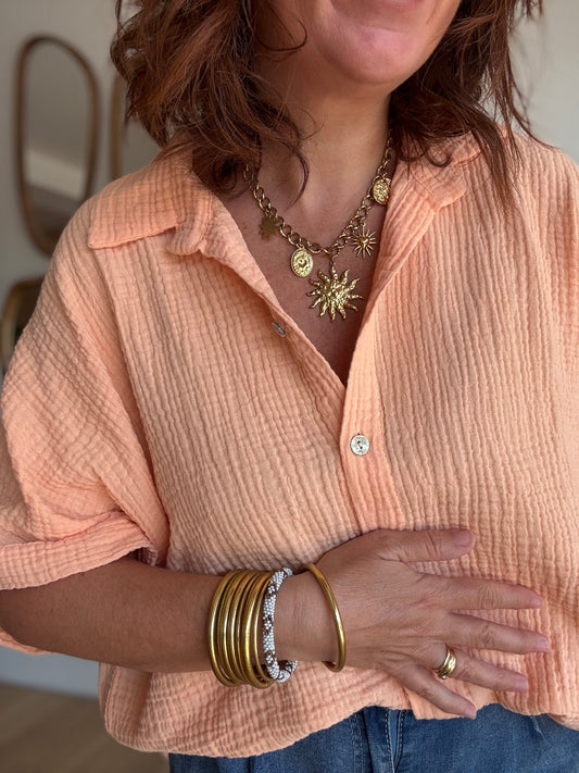 Chemise Gaze de Coton Saumon