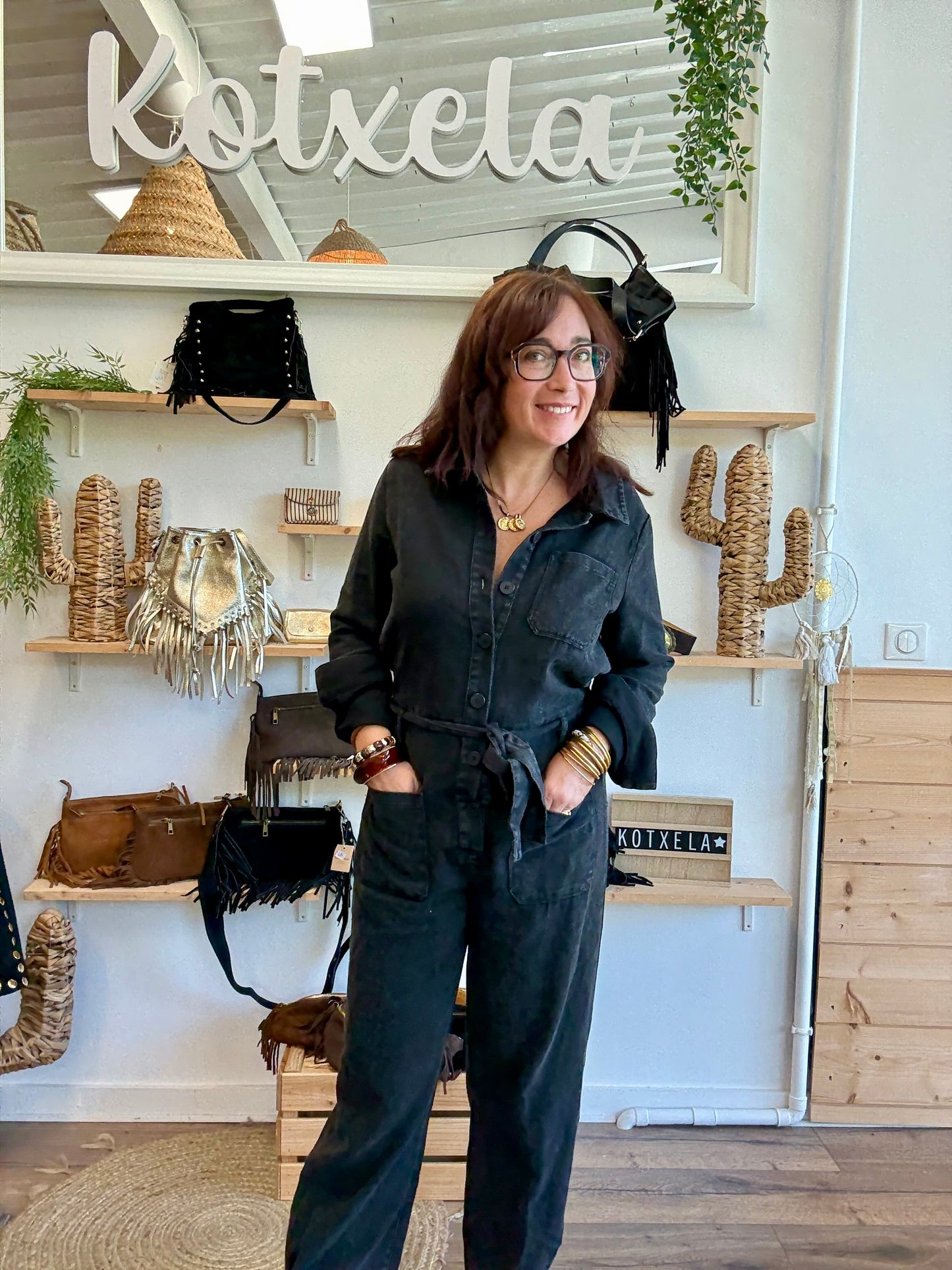 Combi manches longues jean noir