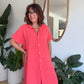 Robe chemise en gaze de coton corail