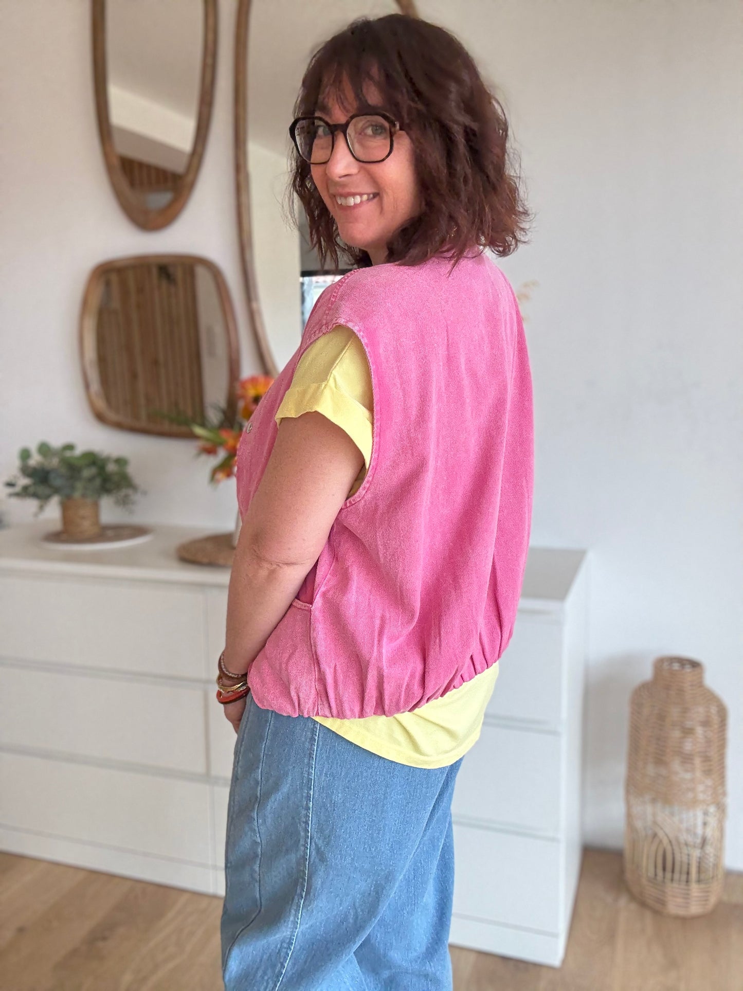 Veste sans manche LIZZIE rose