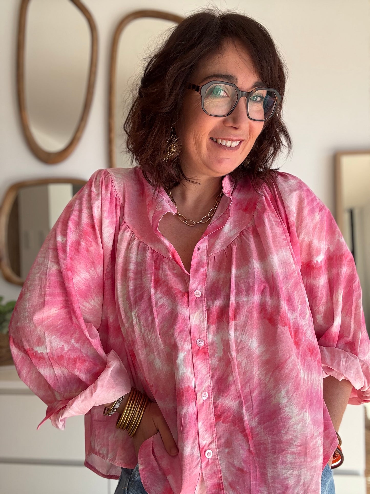 Chemisier pink Tie and Dye