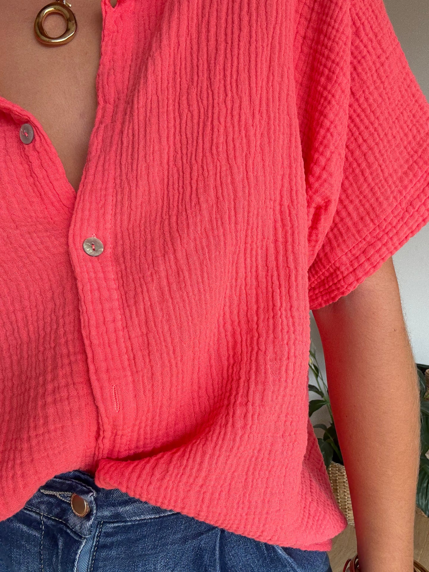Chemise Gaze de Coton Corail