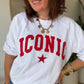 Sweat Iconic blanc et rouge manches 3/4