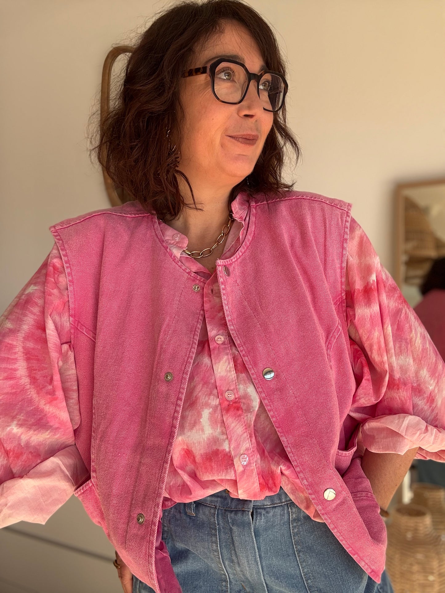 Chemisier pink Tie and Dye