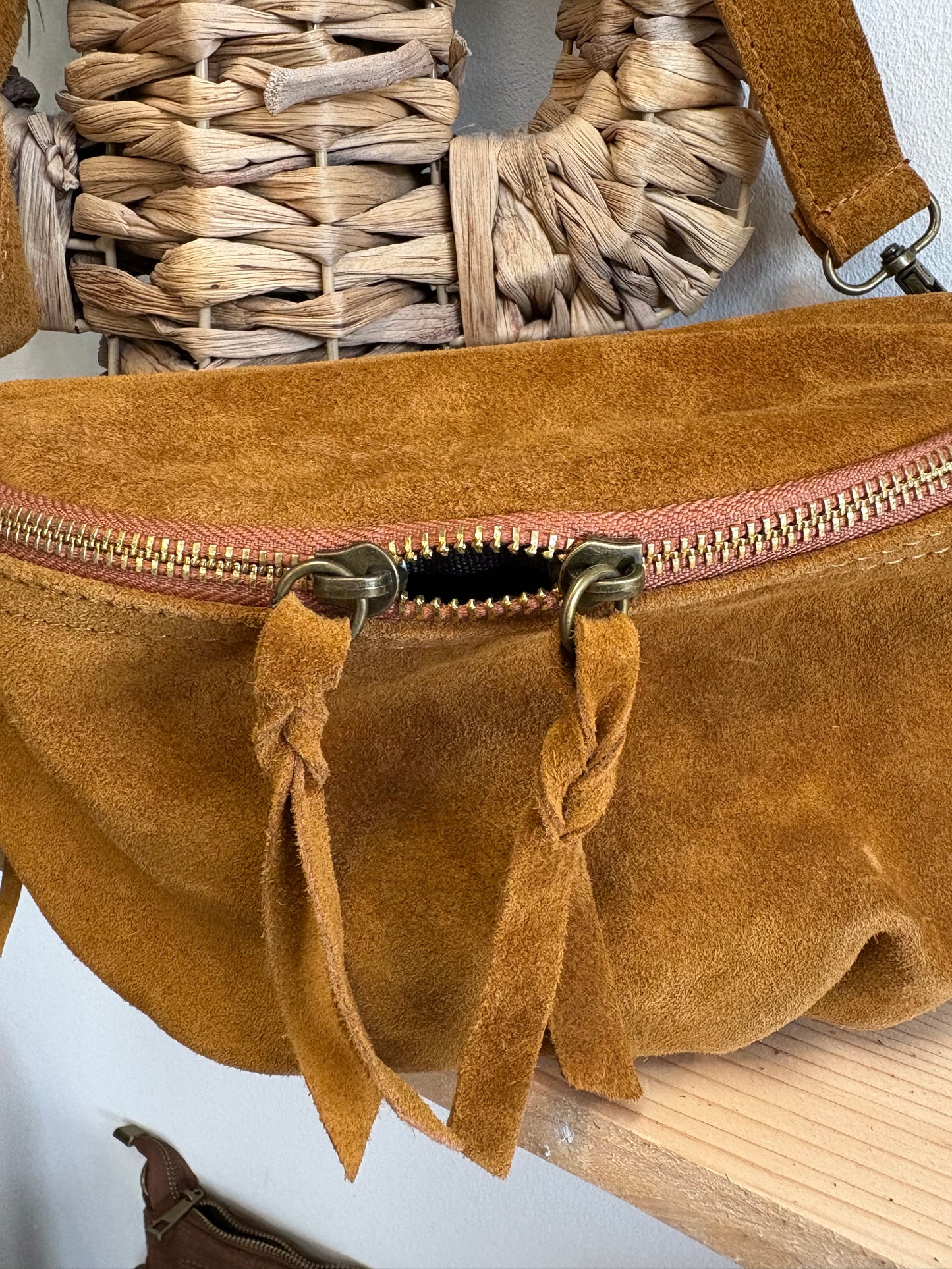 Banane cuir daim camel