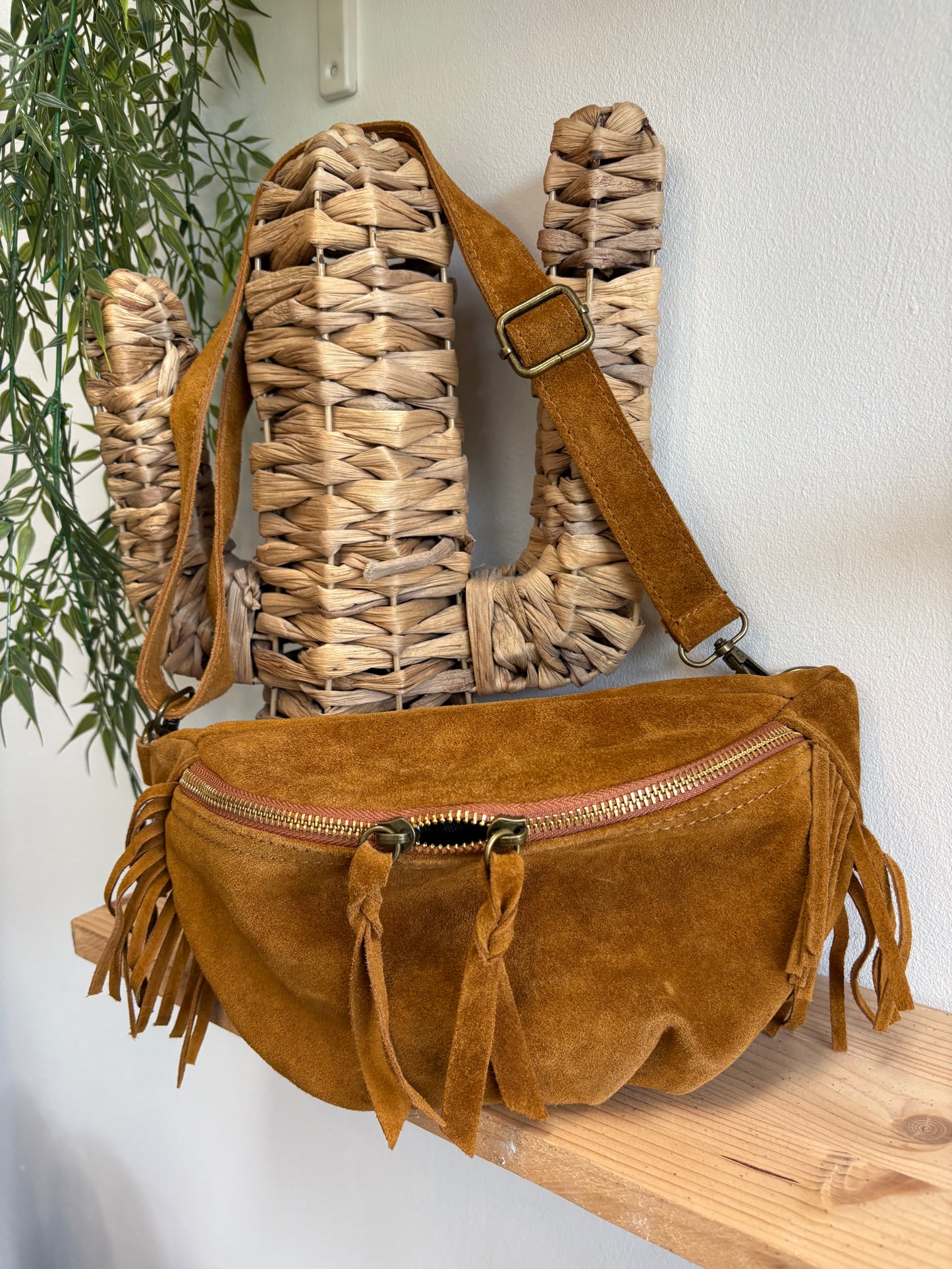 Banane cuir daim camel