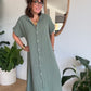 Robe chemise en gaze de coton kaki
