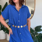 Robe chemise en gaze de coton bleu roi