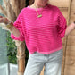 Pull manches courtes Sophie rose fushia