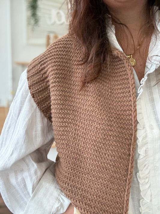 Gilet sans manches cow girl camel