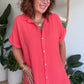Robe chemise en gaze de coton corail