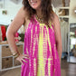 Robe SAMBAIA Fuchsia jaune fluo