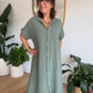 Robe chemise en gaze de coton kaki