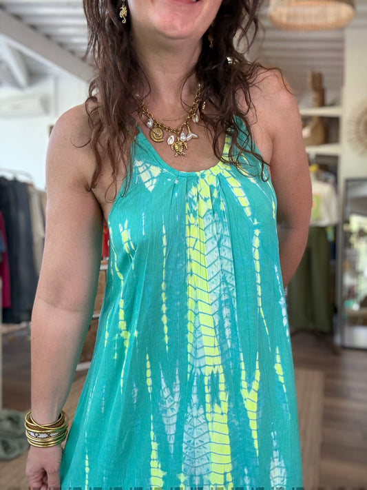 Robe SAMBAIA vert et jaune fluo