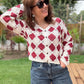 Gilet crochet bordeaux /ecru