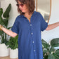 Robe chemise en gaze de coton Marine