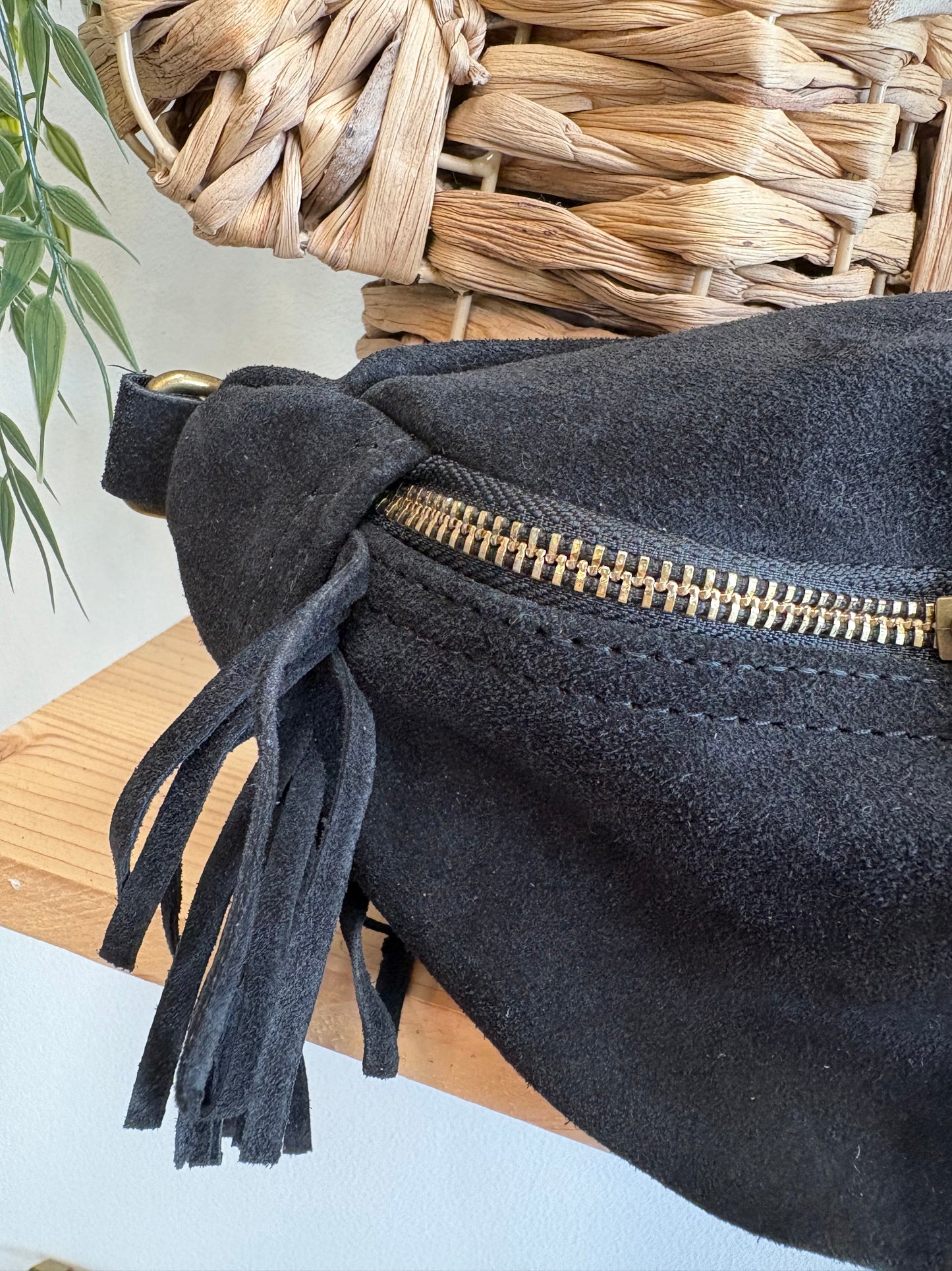 Banane cuir daim noir