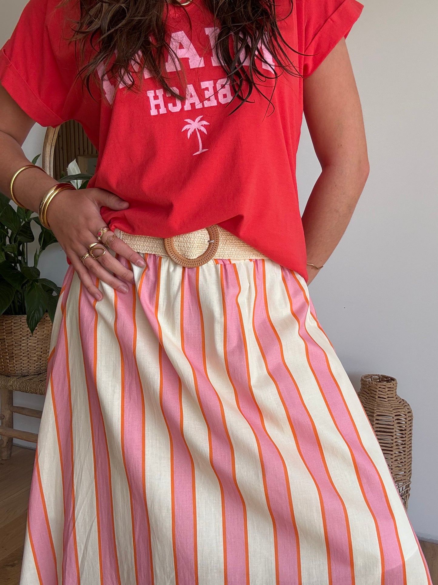 Jupe longue Rayée rosée 💕🍊