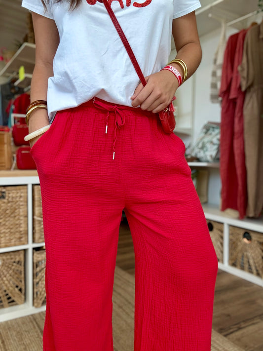 Pantalon gaze coton édition Bayonne Rouge