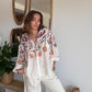 Chemise impression style broderies