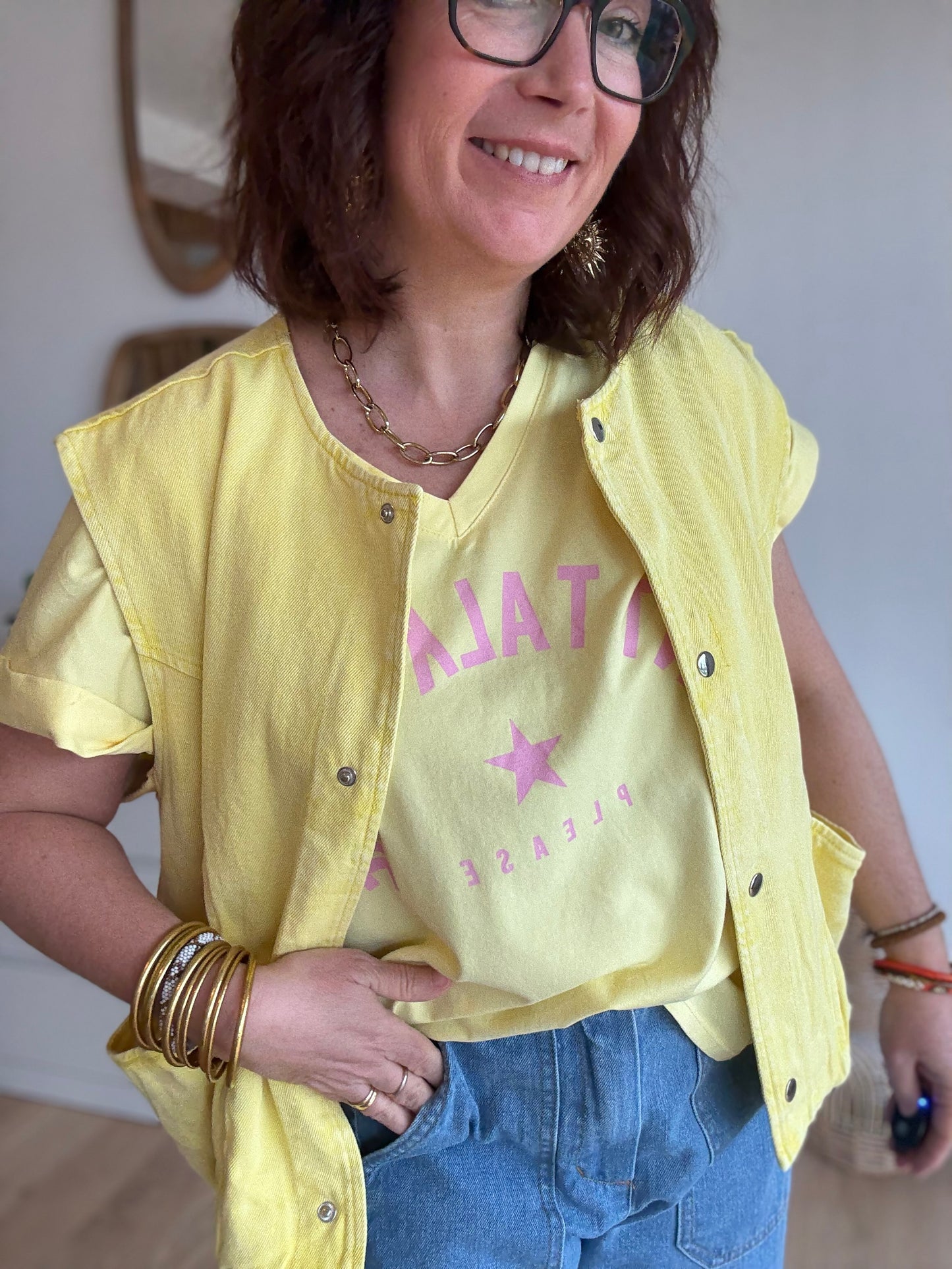 Veste sans manches LIZZIE jaune