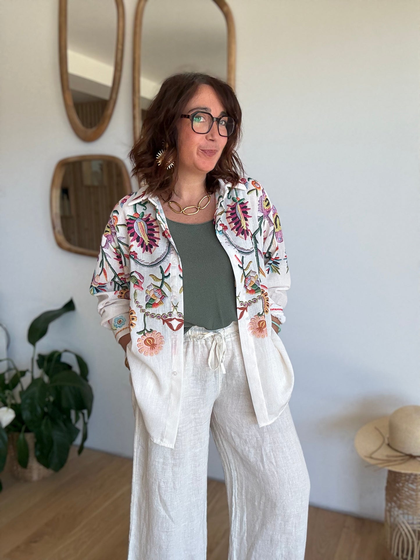 Pantalon lin écru