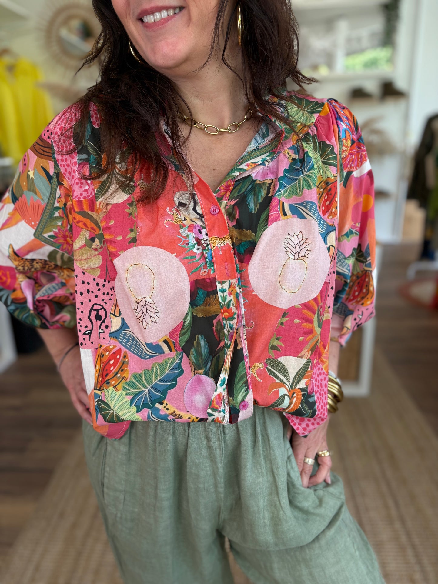 Chemisier pink Jungle