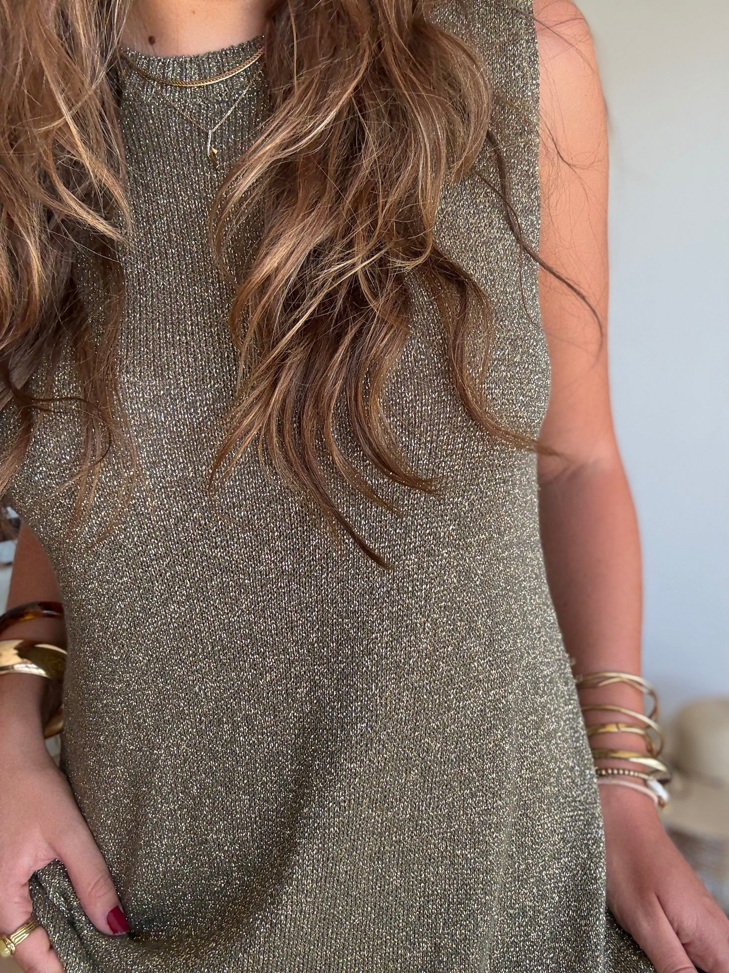 Robe Glow kaki doré