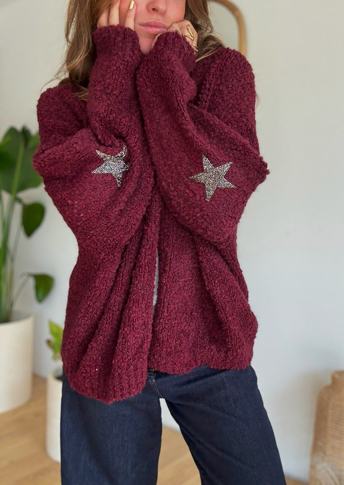 Gilet doudou étoile bordeaux
