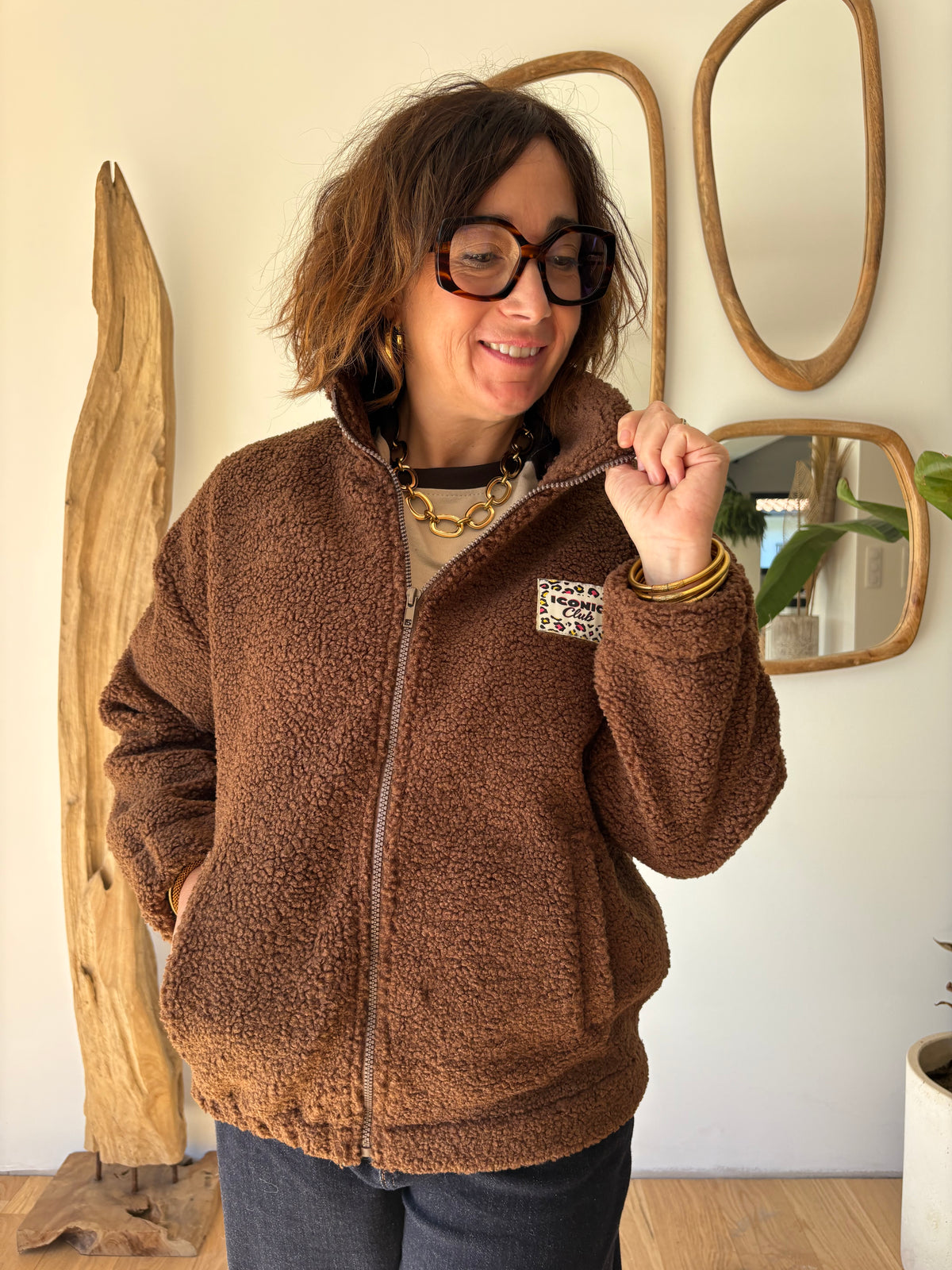 Veste Teddy Marron