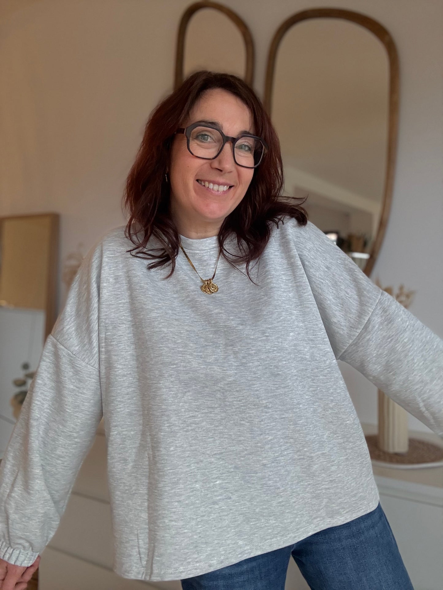 Sweat Dog Mom gris clair /bordeaux